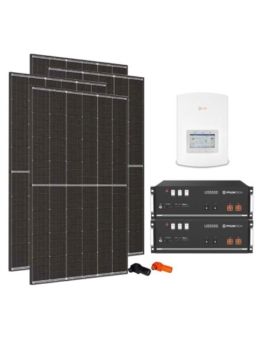 Single-phase photovoltaic kit 4950W 4.6kW inverter Solis + 2 Pylontech US5000 4.8kWh lithium batteries