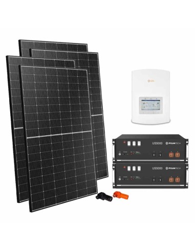 Single-phase photovoltaic kit 5100W 5kW inverter Solis + 2 Pylontech US5000 4.8kWh lithium batteries