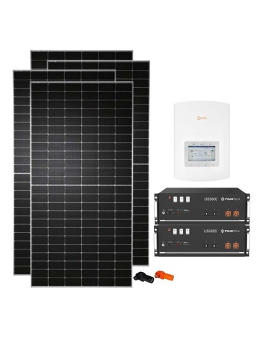 Single-phase photovoltaic kit 4130W 3.6kW inverter Solis + 2 Pylontech US5000 4.8kWh lithium batteries