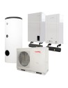 Single-phase compact hybrid system Procida AWM X6 6kW heat pump Ischia KRB 24 S condensing boiler and 200 SS FONDITAL boiler